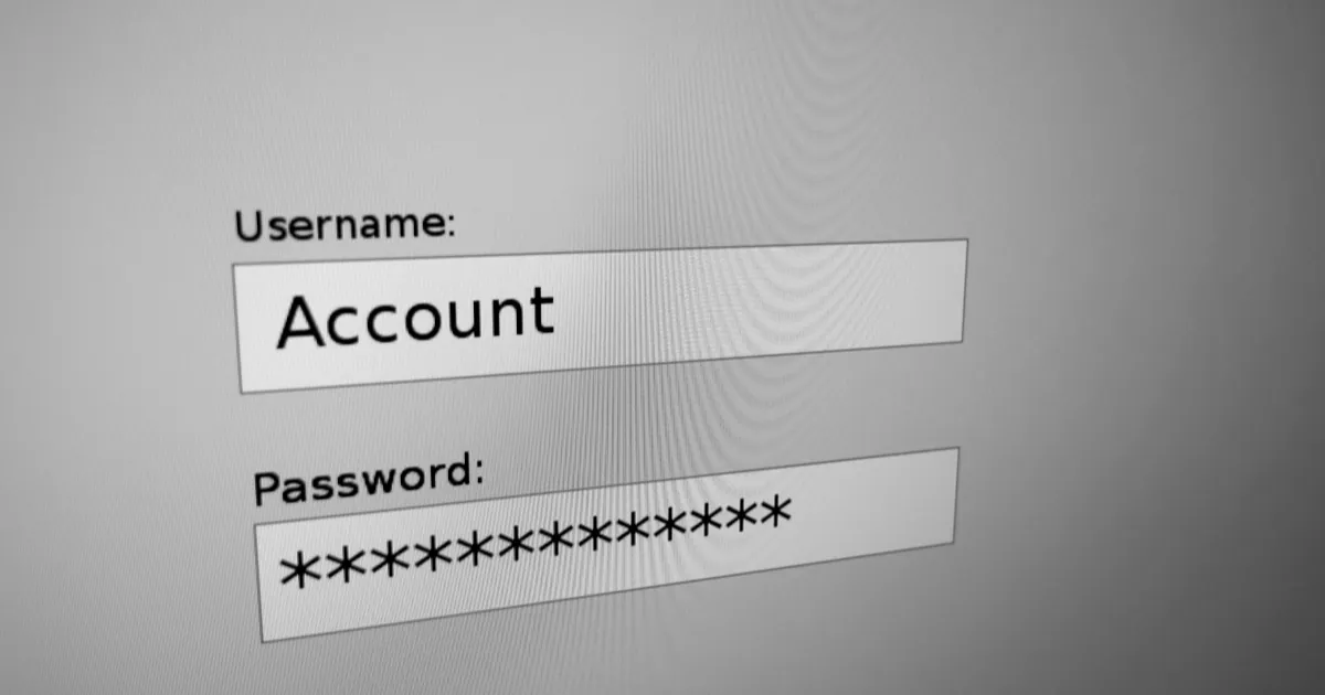 Close-up of a computer screen showing a login form with a Username field and a masked Password field